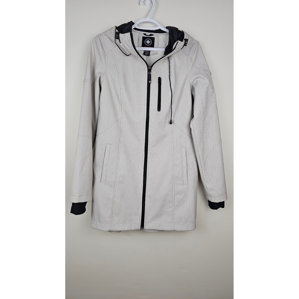 Halifax Traders Softshell Jacket Women M White Dotted Hooded Full Zip Outdoor